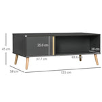 HOMCOM Coffee Table Modern Centre Table with Storage Rectangular Side Table Grey - Coffee Tables Coffee Table