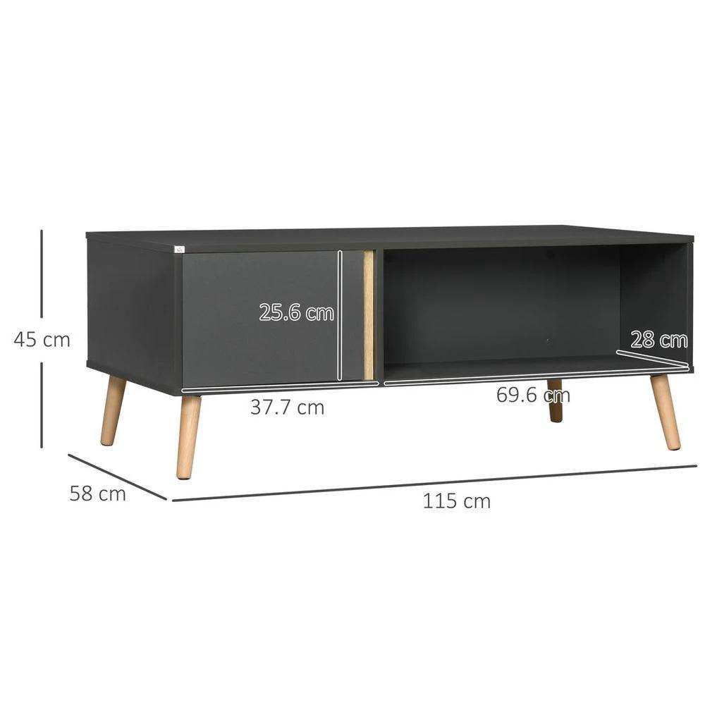 HOMCOM Coffee Table Modern Centre Table with Storage Rectangular Side Table Grey - Coffee Tables Coffee Table
