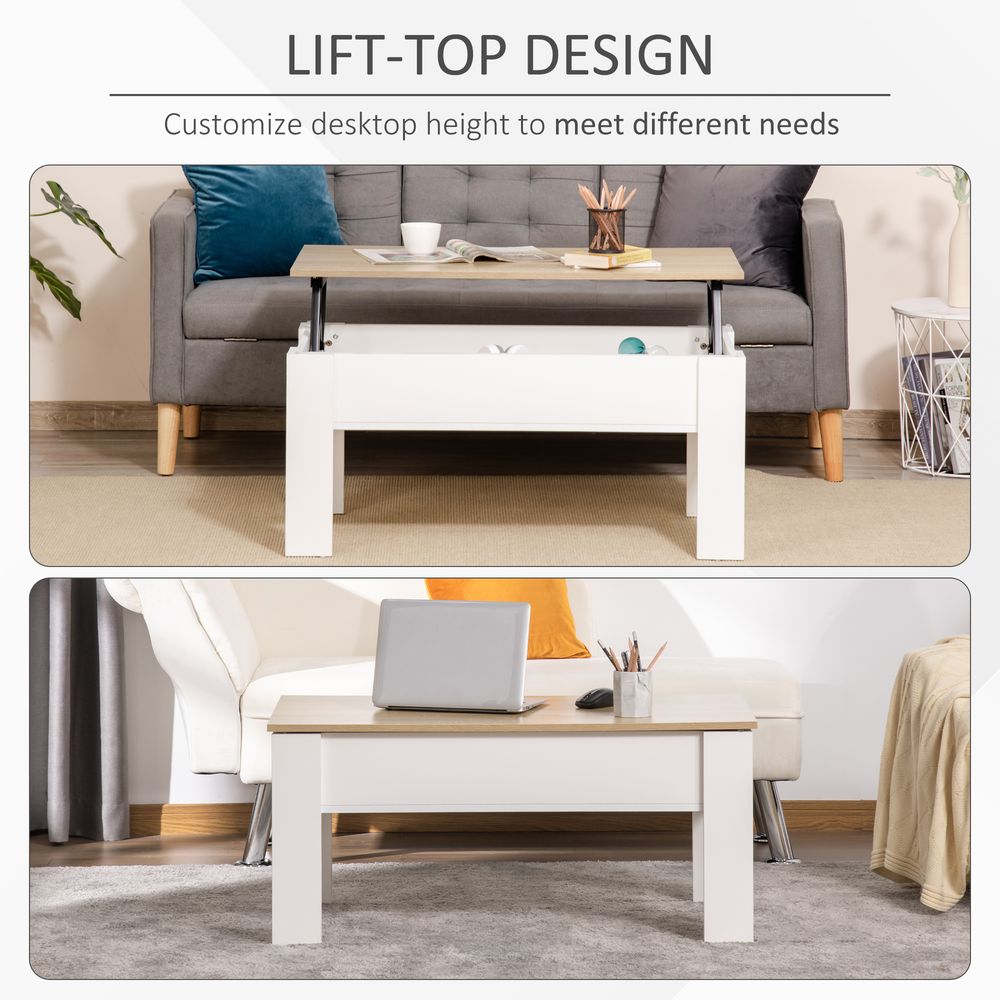 Lift Top Coffee Table w/Storage Compartment, Living Room Center Table - Coffee Table from HOMCOM