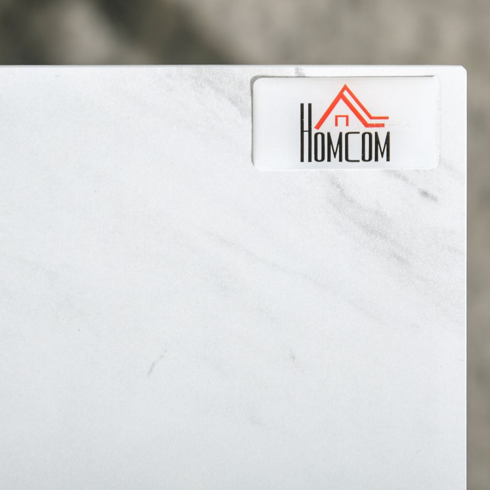 Modern Coffee Table Set of Two  Steel Frame Marble-Effect White, Black - Coffee Table from HOMCOM