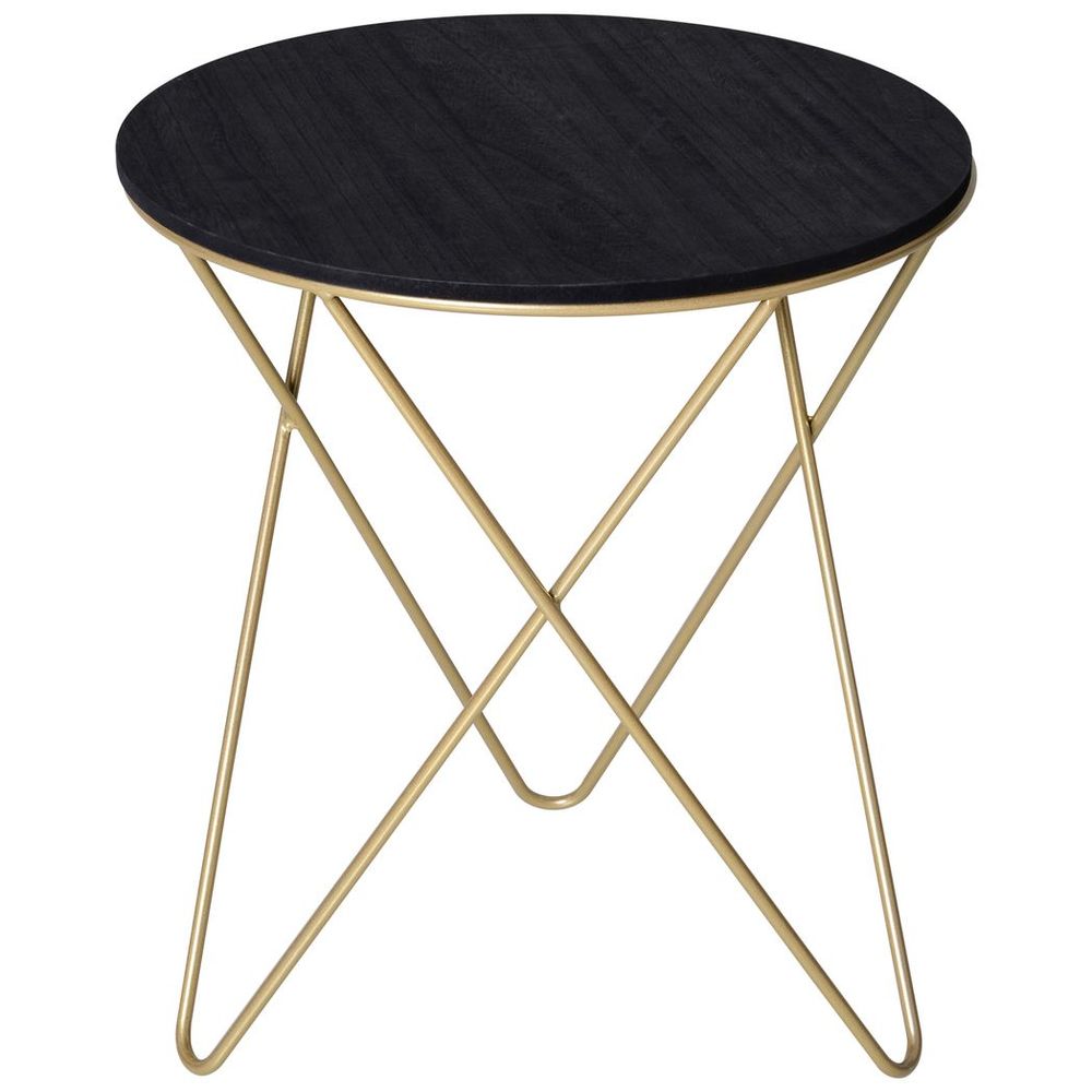 Round Coffee Table Sofa End Side Wood Metal Bedside Table  - Black Gold - Coffee Table from HOMCOM