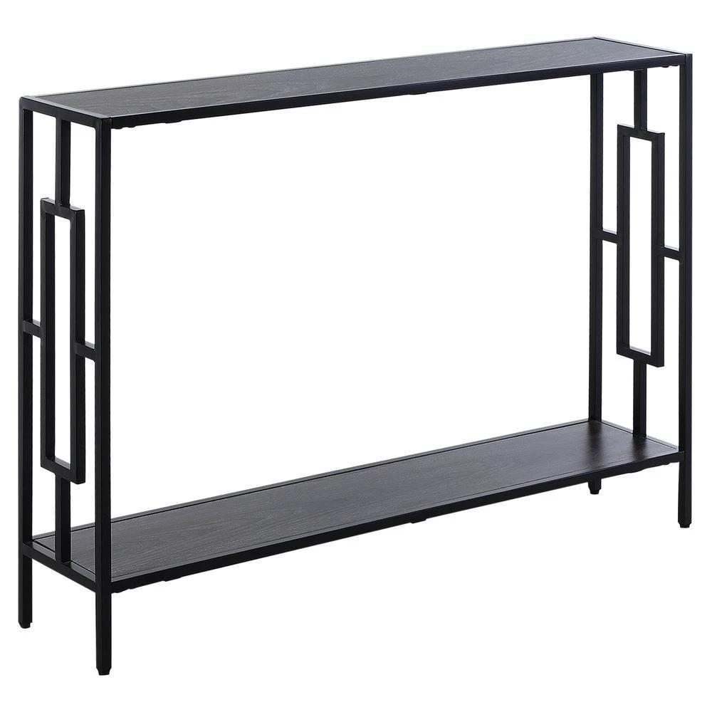 HOMCOM Console Table 2 Shelves MDF Steel Frame in Art Deco Square Style 76x106cm - Uncategorized Console Table