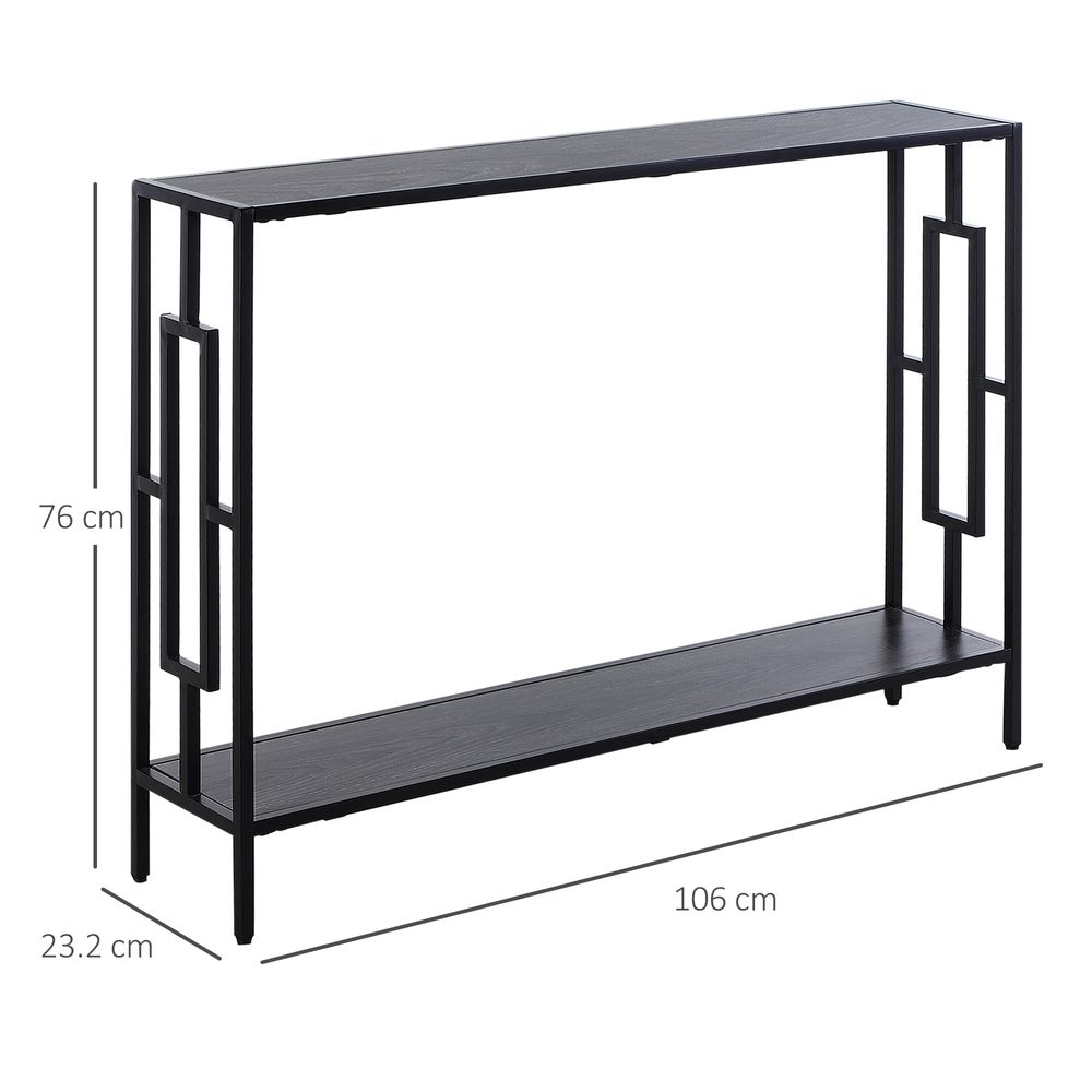 Console Table  2 Shelves MDF Steel Frame in Art Deco Square Style 76x106cm - Console Table from HOMCOM