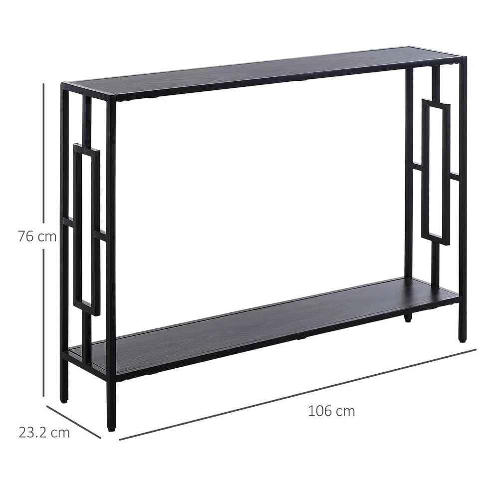 HOMCOM Console Table 2 Shelves MDF Steel Frame in Art Deco Square Style 76x106cm - Uncategorized Console Table