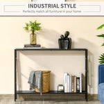 HOMCOM Console Table 2 Shelves MDF Steel Frame in Art Deco Square Style 76x106cm - Uncategorized Console Table