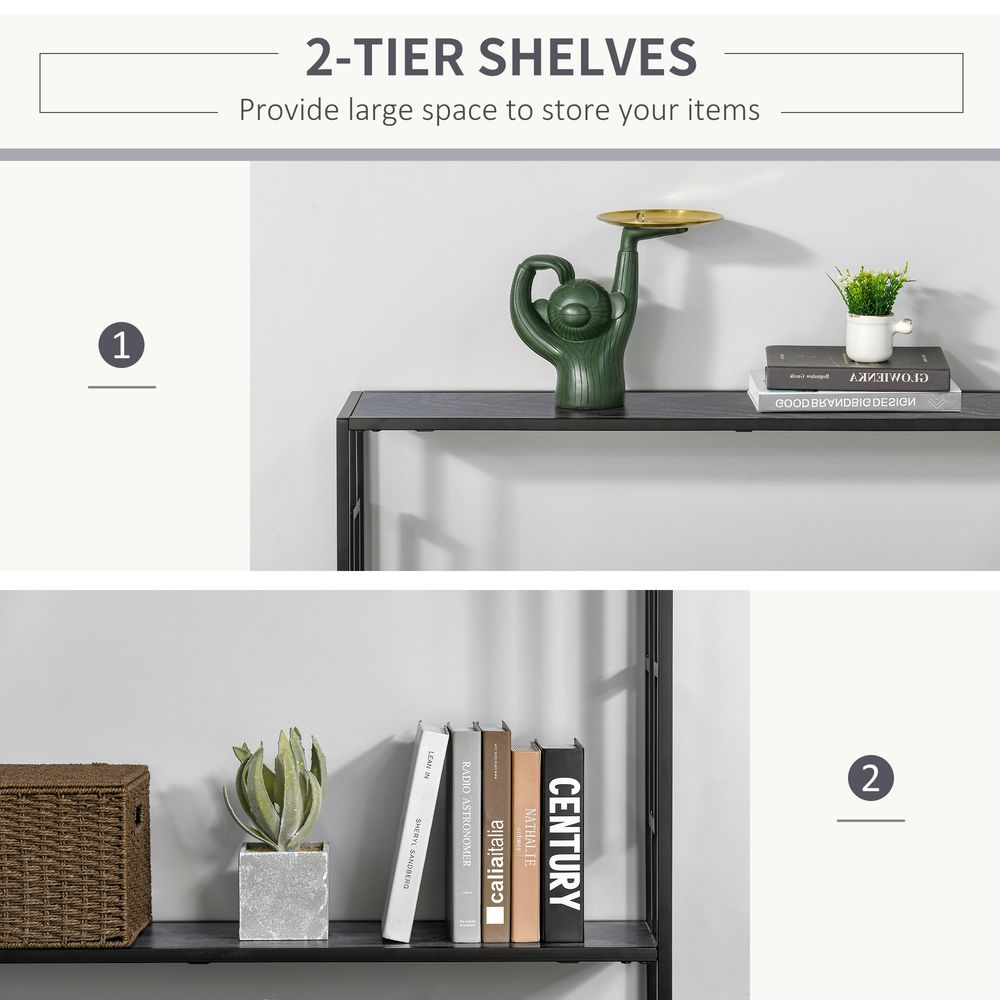 Console Table  2 Shelves MDF Steel Frame in Art Deco Square Style 76x106cm - Console Table from HOMCOM