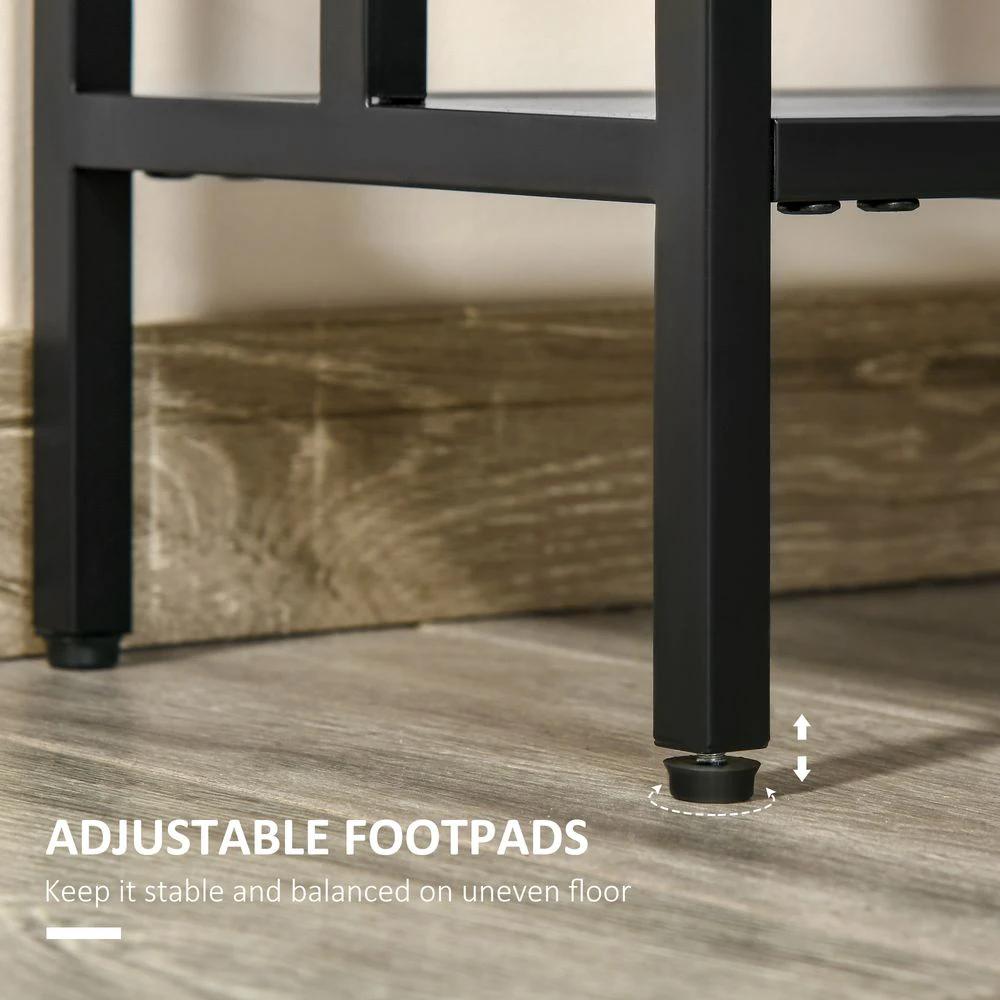 HOMCOM Console Table 2 Shelves MDF Steel Frame in Art Deco Square Style 76x106cm - Uncategorized Console Table