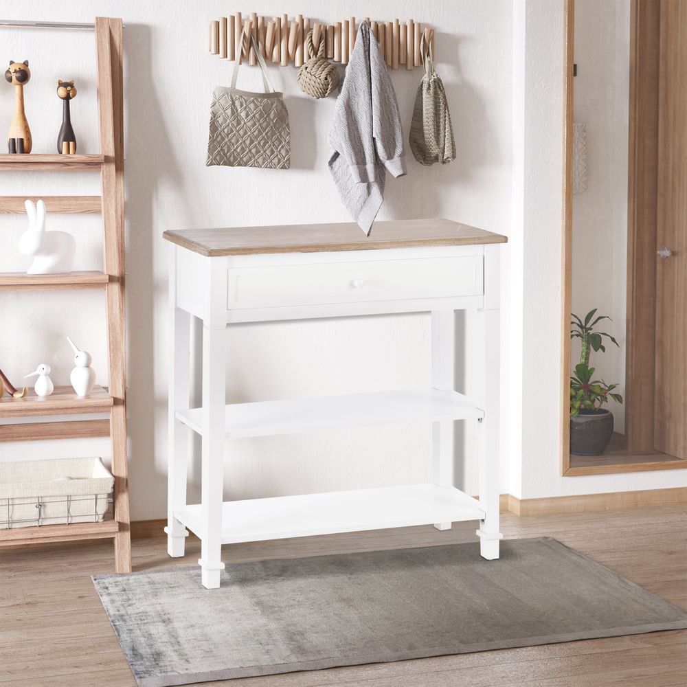 MDF Wide Drawer Console Table White - Console Table from HOMCOM