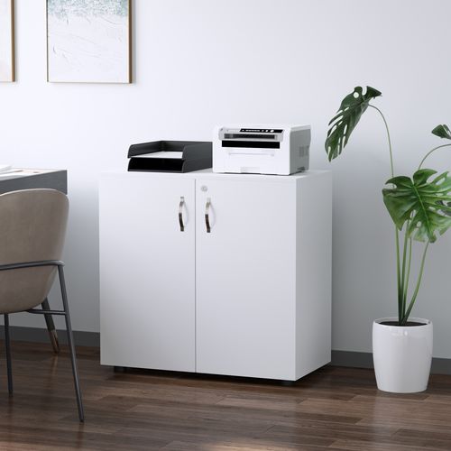 2-Tier Locking Office Storage Cabinet File Organisation w/ 2 Keys White HOMCOM -  from HOMCOM