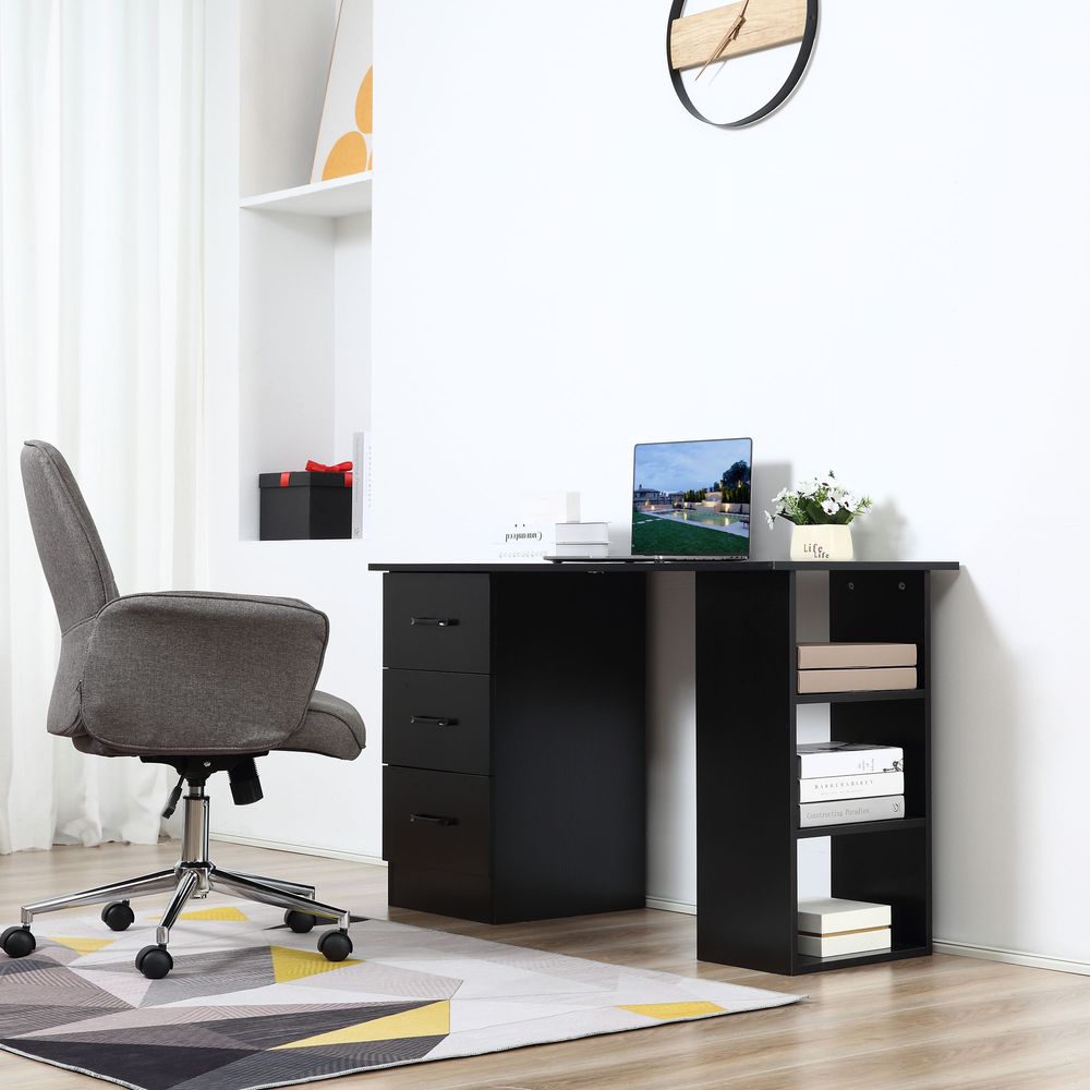 120cm Computer Desk Writing Shelf & Drawers Black Homcom - Desk from HOMCOM