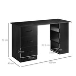 120cm Computer Desk Writing Shelf & Drawers Black Homcom - Desk from HOMCOM
