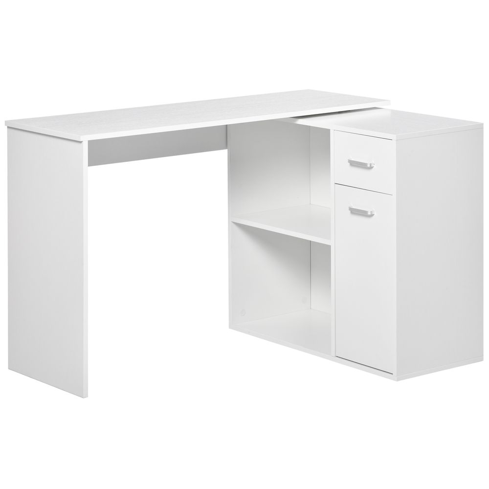 Computer Desk, L-Shaped, 360 Rotating-White - Desk from HOMCOM
