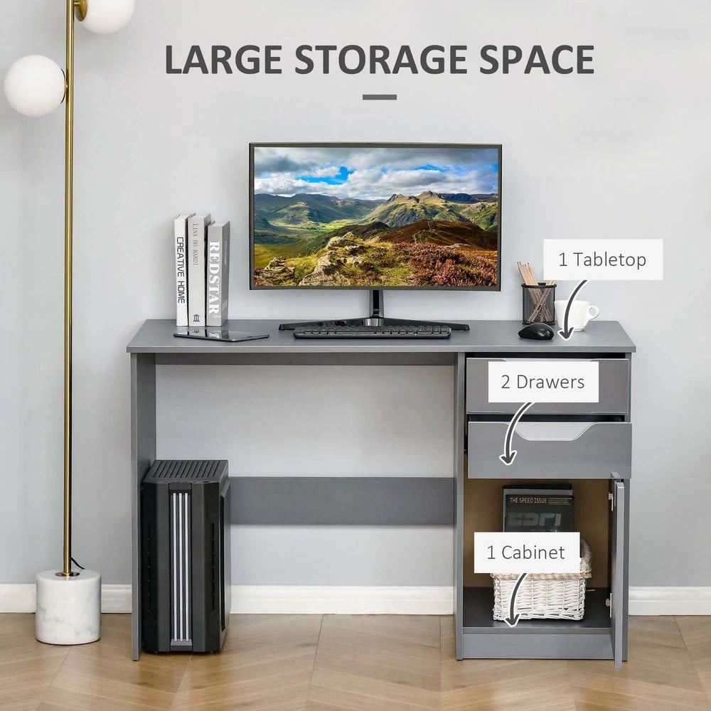 Computer Desk with Drawers, Workstation Grey by HOMCOM