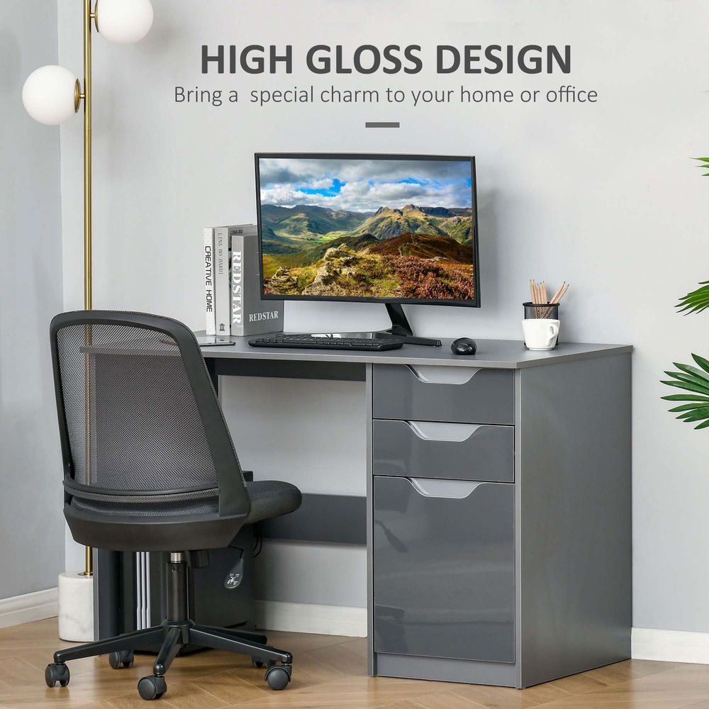 Computer Desk with Drawers, Workstation Grey - Desk from HOMCOM