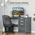 Computer Desk with Drawers, Workstation Grey by HOMCOM