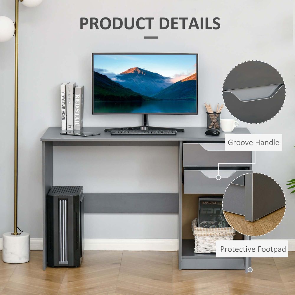 Computer Desk with Drawers, Workstation Grey - Desk from HOMCOM