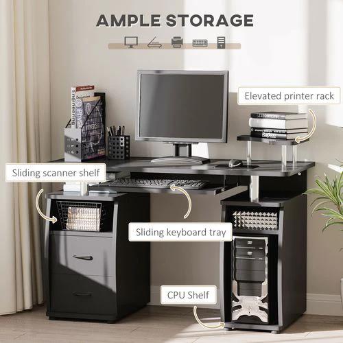 Computer Office Desk Table Workstation w/ Keyboard Tray, Drawer, Black HOMCOM by HOMCOM