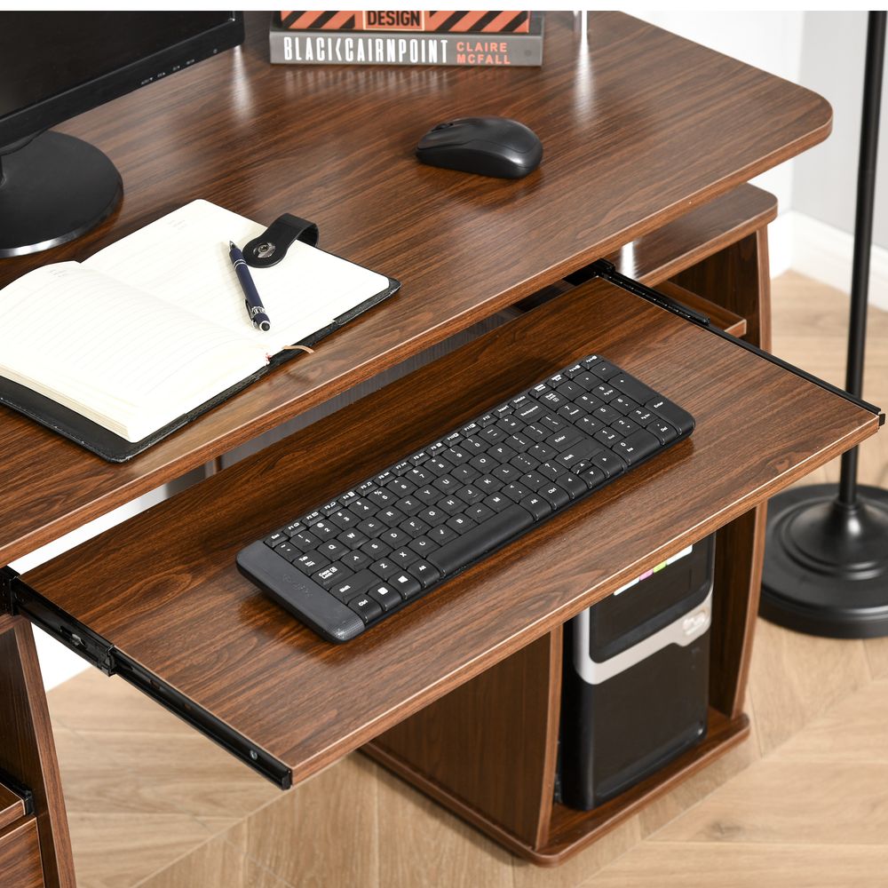 Computer Office Desk Table Workstation w/  Keyboard Tray, Drawer, Brown HOMCOM - Desk from HOMCOM