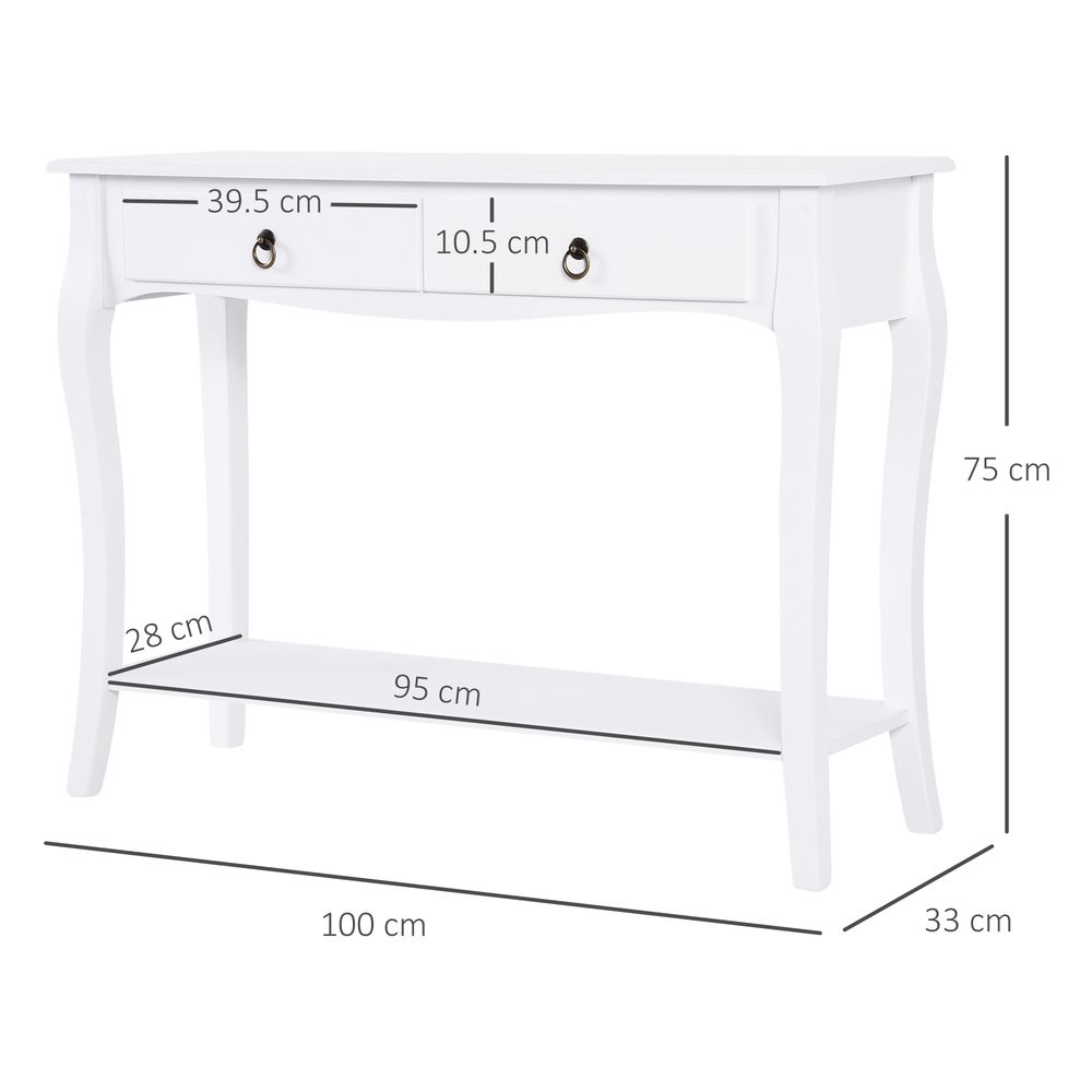 Console Table Storage Display Desk W/ 2 Drawers-Ivory White - Desk from HOMCOM