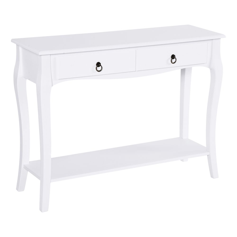 Console Table Storage Display Desk W/ 2 Drawers-Ivory White - Desk from HOMCOM