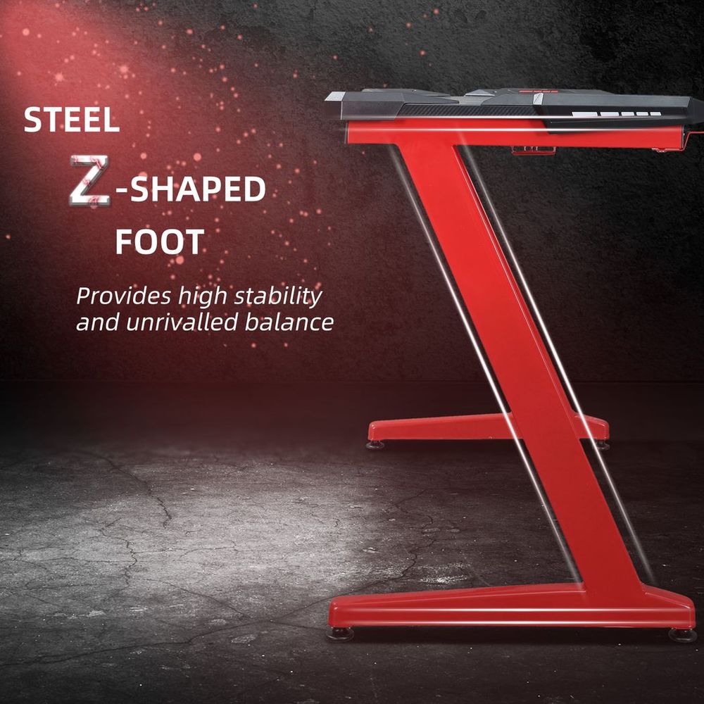 Gaming Desk with Gamepad Holder Cup Holder Headphone Hook Home Office - Desk from HOMCOM