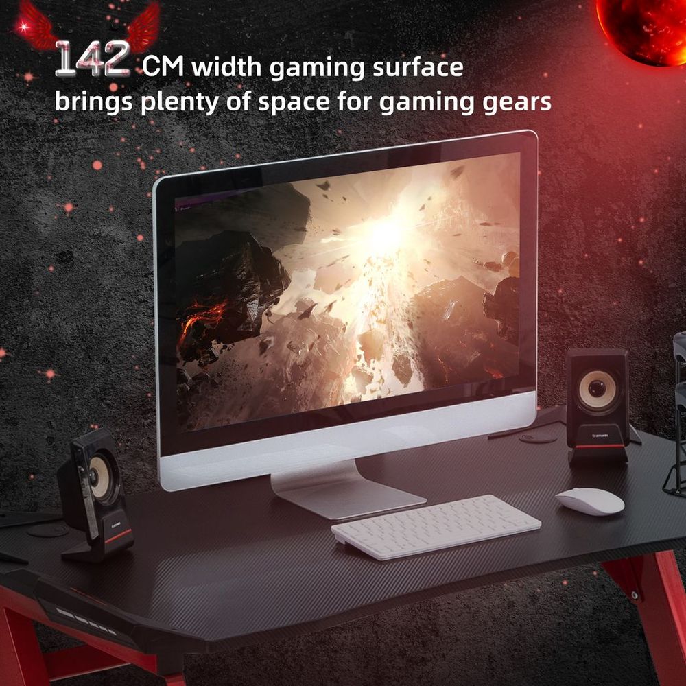 Gaming Desk with Gamepad Holder Cup Holder Headphone Hook Home Office - Desk from HOMCOM