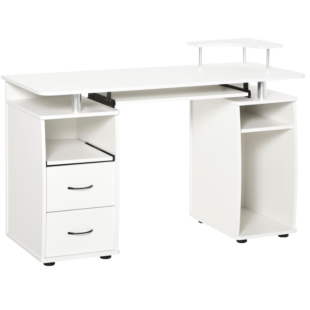 HOMCOM Computer Office Desk Table Workstation w/  Keyboard Tray, Drawer, White - Desk from HOMCOM
