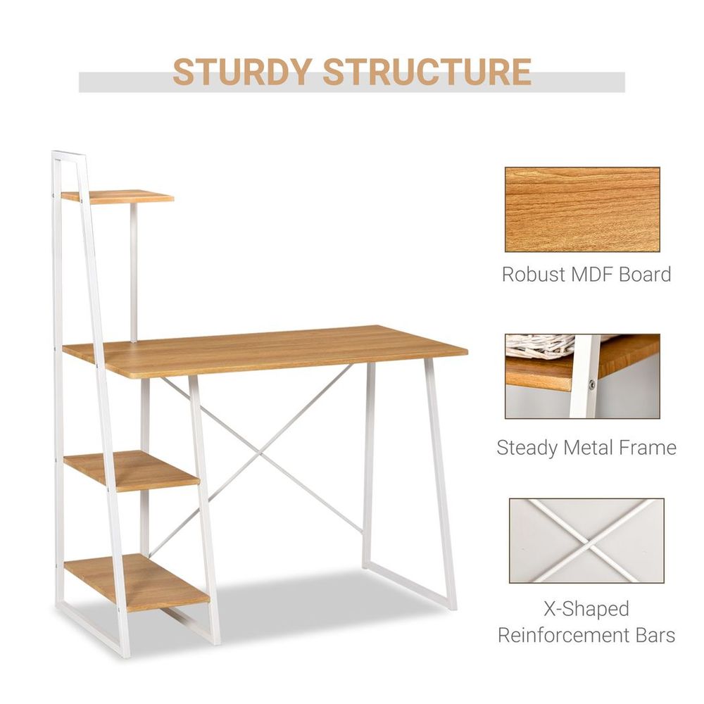 HOMCOM Home Office Computer Desk Study Writing Table with 3-Tier Storage Shelves - Desk from HOMCOM