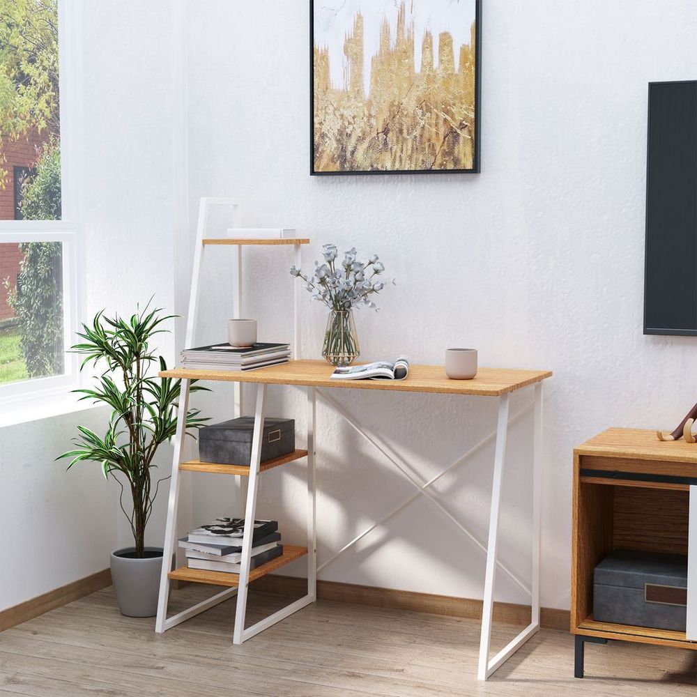 HOMCOM Home Office Computer Desk Study Writing Table with 3-Tier Storage Shelves - Desk from HOMCOM
