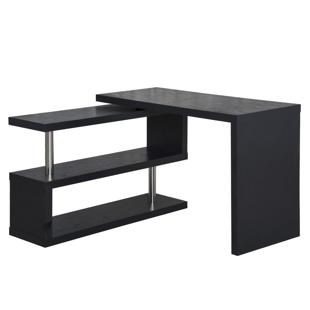 Modern Corner Rotating L-Shaped Office Table Computer Desk with Storage Shelf - Desk from HOMCOM