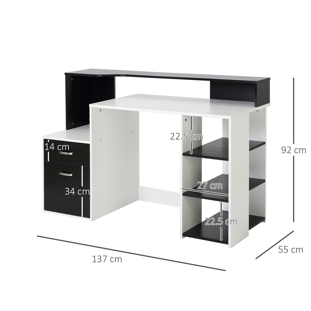 Multi-Storage & Workstation Desk Table Storage Shelves Home Office HOMCOM - Desk from HOMCOM