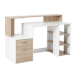 HOMCOM Multi-Storage & Workstation Desk Table Storage Shelves Home Office Oak HOMCOM - Desks Desk