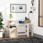 HOMCOM Multi-Storage & Workstation Desk Table Storage Shelves Home Office Oak HOMCOM - Desks Desk