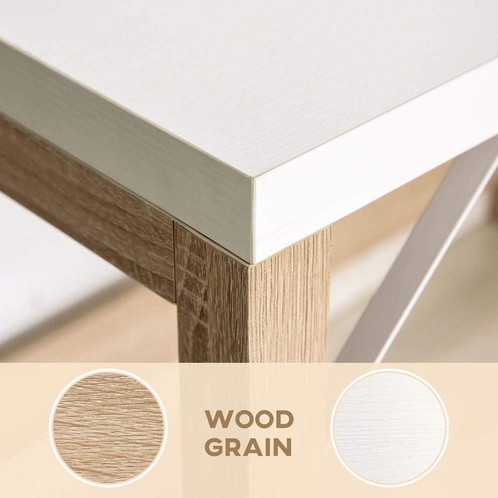 Rectangle Desk with Book Shelf Display Table Home Office, Wood Grain - Desk from HOMCOM