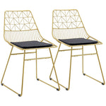 Dining Chairs Set of 2, Metal Wire Kitchen Chairs with Back, Gold Tone - Dining Chairs from HOMCOM
