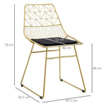 Dining Chairs Set of 2, Metal Wire Kitchen Chairs with Back, Gold Tone - Dining Chairs from HOMCOM