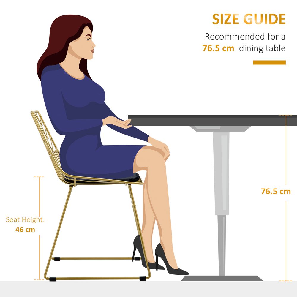 Dining Chairs Set of 2, Metal Wire Kitchen Chairs with Back, Gold Tone - Dining Chairs from HOMCOM