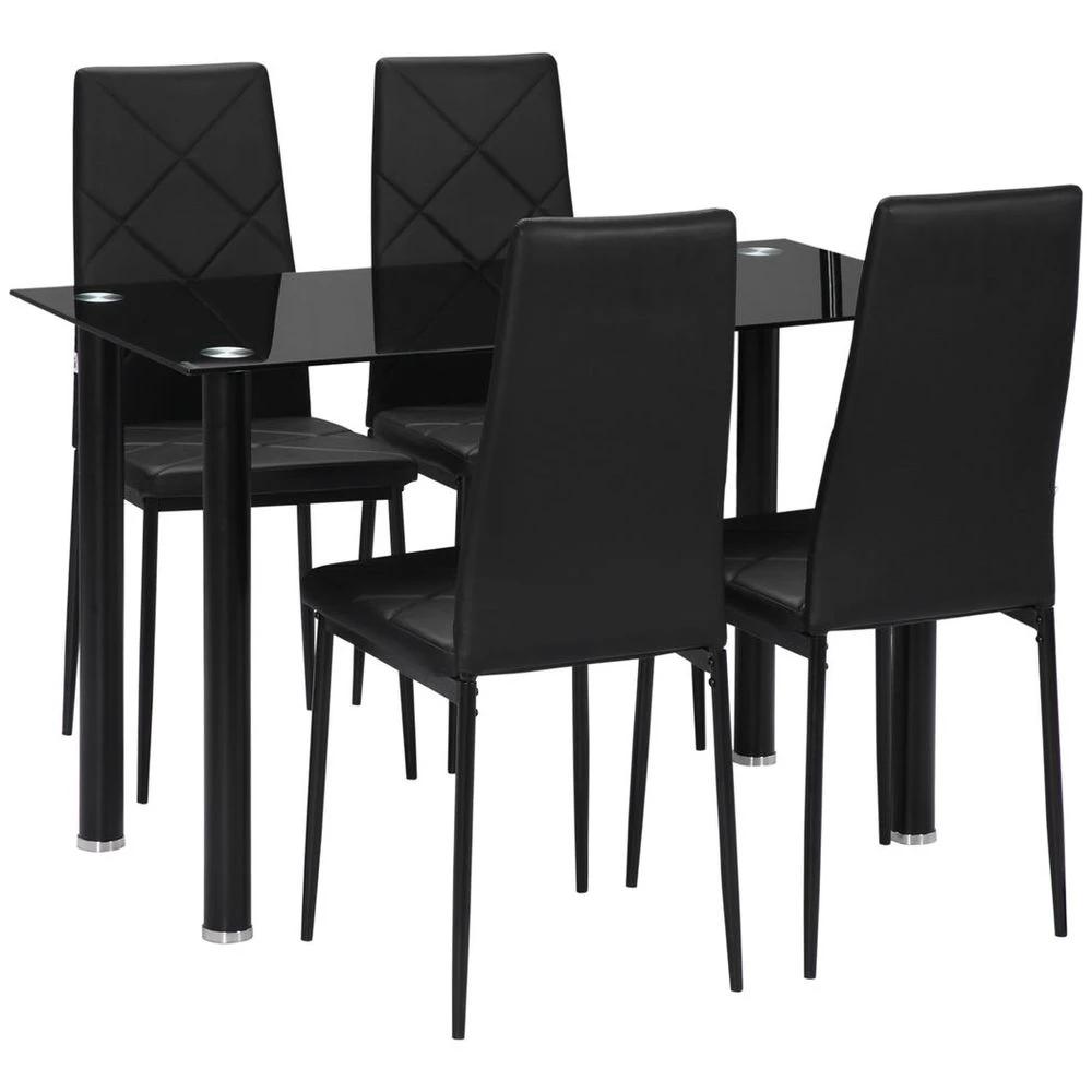 Dining Table Set for 4, Modern Kitchen Table and Chairs with Padded Seat by HOMCOM
