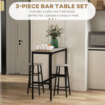 3 Piece Bar Set, Industrial Kitchen and Chair Set for Small Space, Grey Homcom - Dining Set from HOMCOM