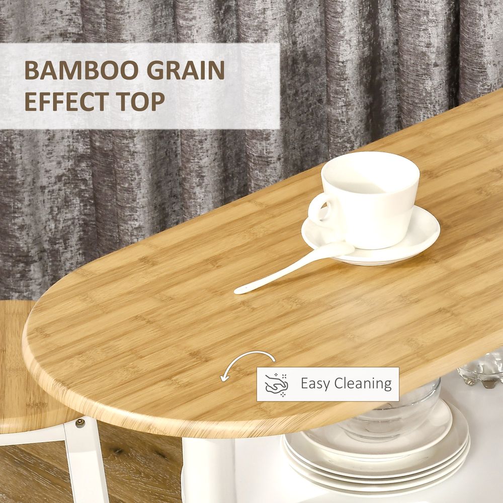 3 Piece Homcom Bar Table Set, Breakfast and Stools Wine Rack Natural White - Dining Set from HOMCOM