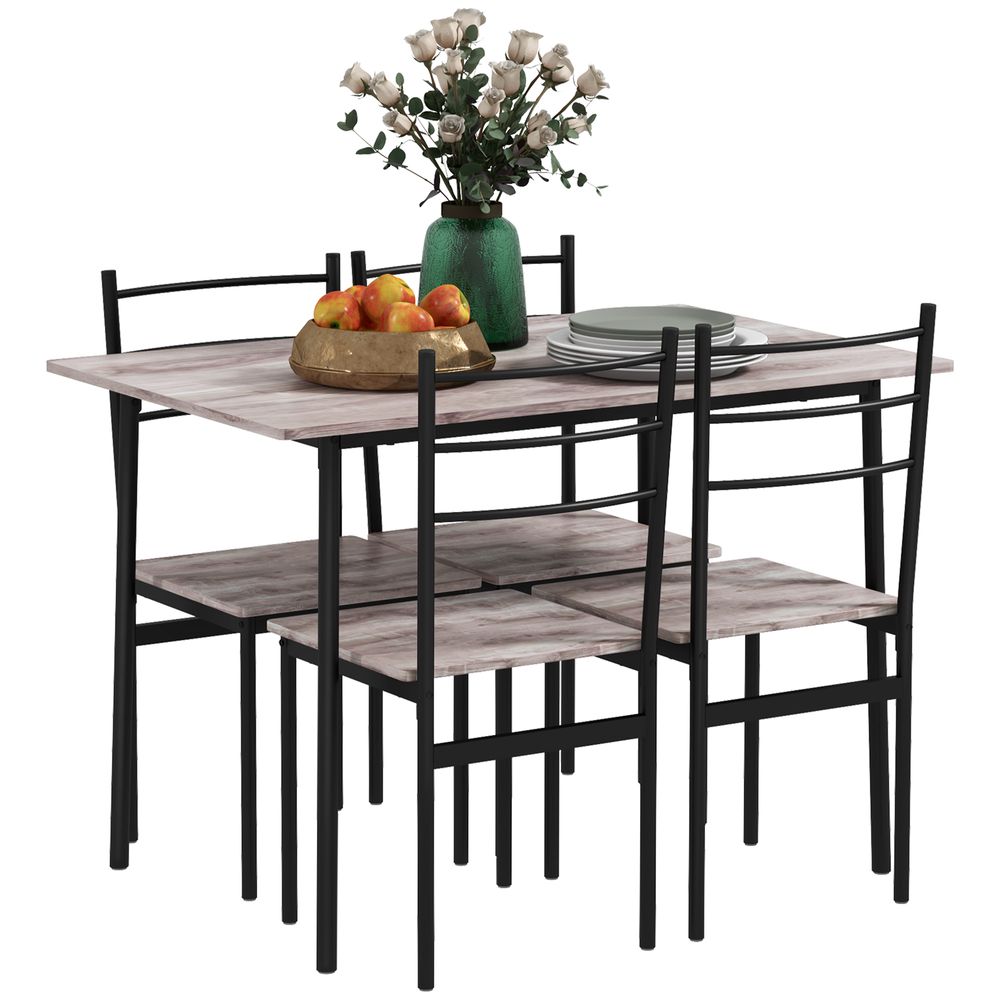 5 Piece Homcom Dining Table and Chairs Set, Space Saving Table and 4 Chairs - Dining Set from HOMCOM