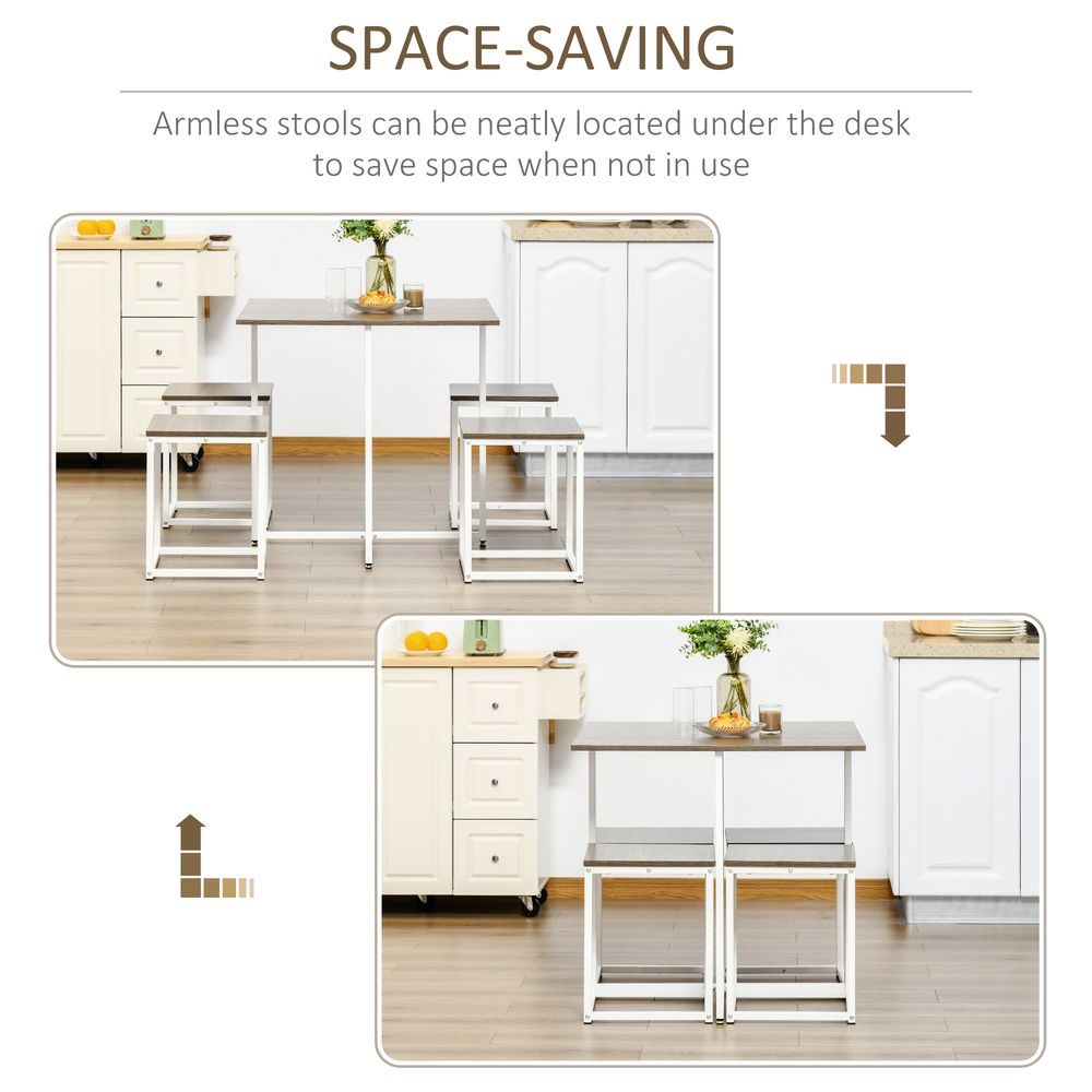 5-Piece Homcom Dining Table Set Metal Frame Square 4 Chairs Walnut - Dining Set from HOMCOM