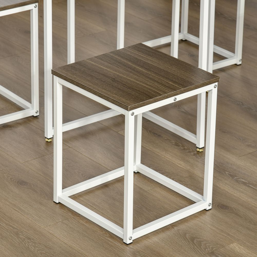 5-Piece Homcom Dining Table Set Metal Frame Square 4 Chairs Walnut - Dining Set from HOMCOM