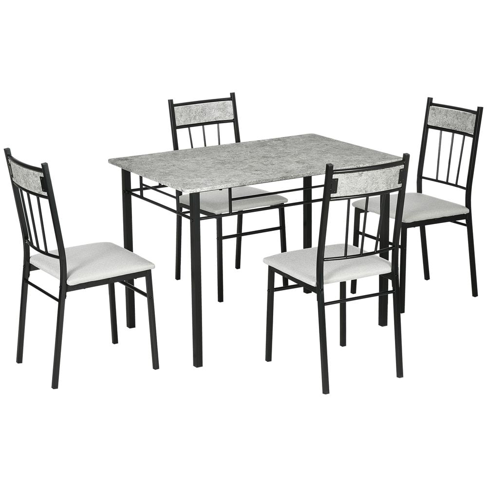 5 Pieces Homcom Dining Room Sets, Kitchen Table and Chairs Set 4 with Marble Top - Dining Set from HOMCOM