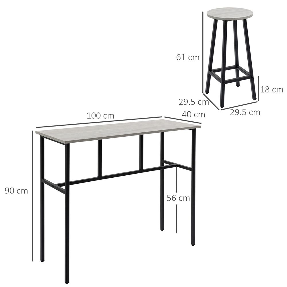 6-Piece Bar Table Set, 2 Breakfast Tables with 4 Stools,Grey - Dining Set from HOMCOM