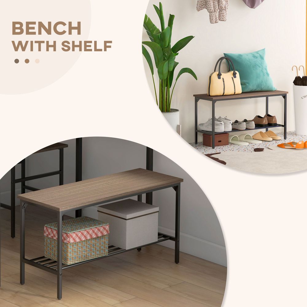 Dining Table and Chairs Set of 4 with 2 Chairs Bench for Kitchen Grey - Dining Set from HOMCOM