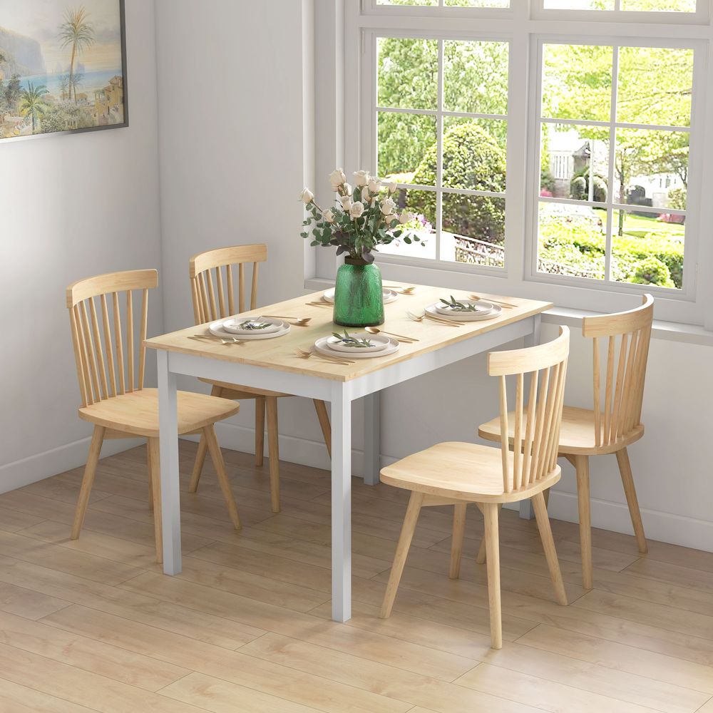 Dining Table Farmhouse Kitchen Table w/ Wood Frame for Dining Room - Dining Set from HOMCOM