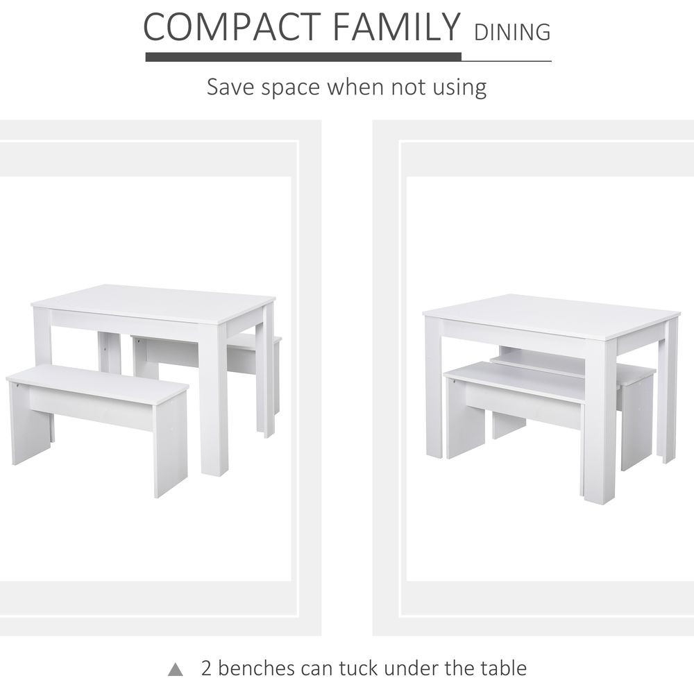 Particle Board 3-Piece Dining Set Dining Table with Benches White - Dining Set from HOMCOM