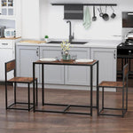 HOMCOM Steel Frame MDF 2-Seater Bar Stool and Table Set Wood Tone - Uncategorized Dining Set