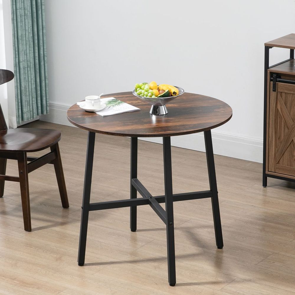 80cm Round Kitchen Table, Dining Table for Small Spaces, Steel Leg - Dining Table from HOMCOM